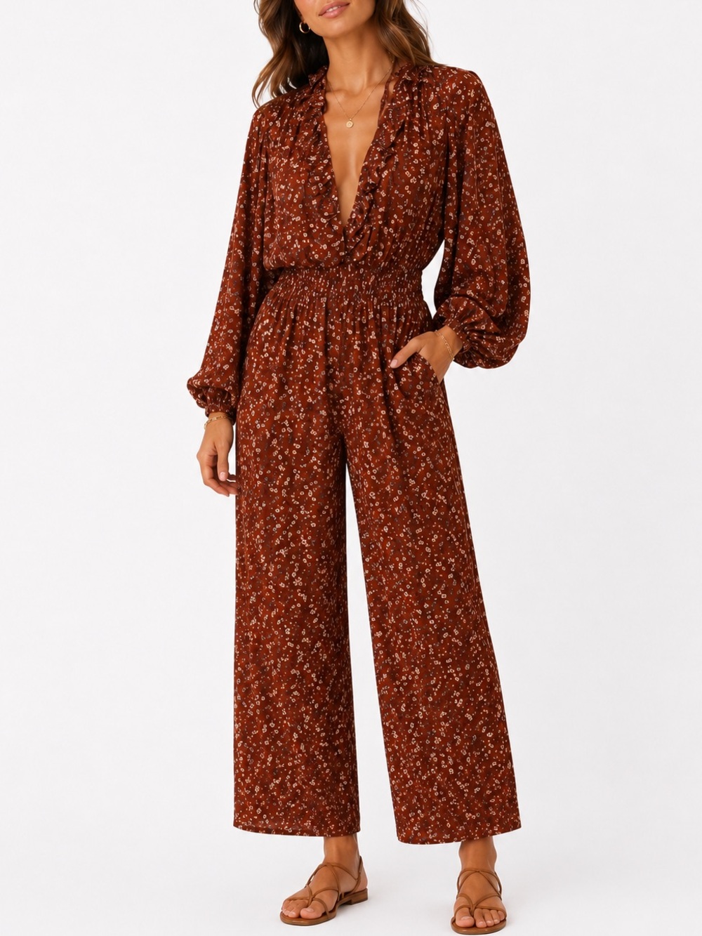 Storia Women's Ditzy Floral Jumpsuit Medium